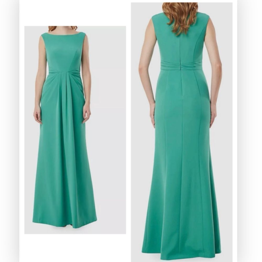 Kay Unger Sansa Bateau Neck Gown Dress Green Size 4 $318